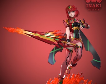Paintable figurine, red anime warrior – fantasy figure