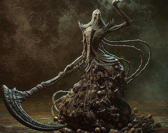Paintable figurine, dark queen abyssal – gothic fantasy figure