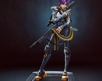 Paintable figure, cyberpunk female agent – sci-fi action figure 1/8