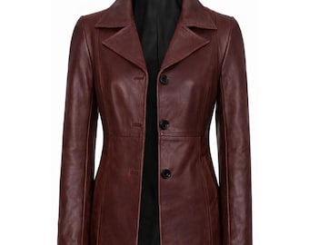 Women’s Lambskin Leather Jacket Long Coat