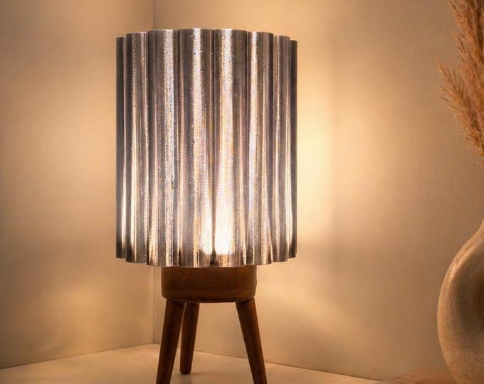 3D Printed Bedside Lamp | Wood PLA Base, PETG Shade | Scandinavian Decor Light