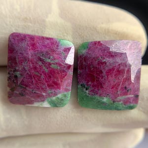 Natural Ruby Zoisite Rose Cut Cabochon Pair 17x15 MM Size Loose Gemstones For Jewelry Making B-1060