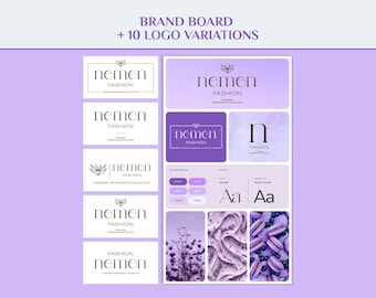 Editable Brand Board + 10 Logo Variations (Canva Template)
