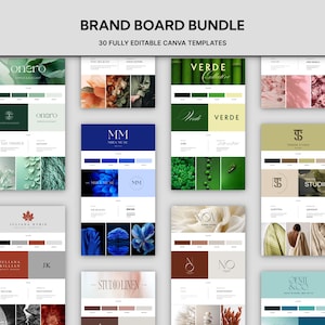 30 Brand Board Bundle - Logos, Farbpaletten, Schriftpaare, Canva Vorlagen