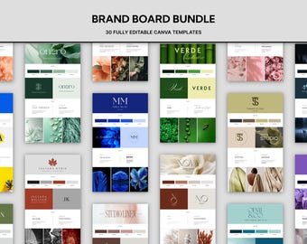 30 Brand Board Bundle – Logos, Color Palettes, Font Pairings, Canva Templates