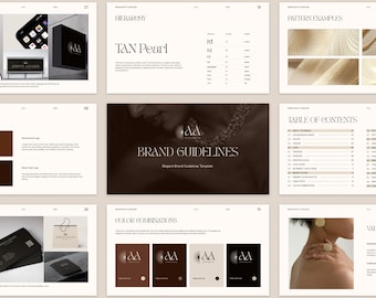 Brand Guidelines in Canva, Editable Brand Book Template, Luxury Style, Beige Black