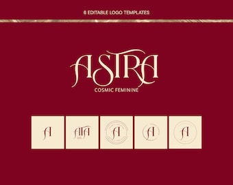 Logo Templates Canva, Feminine Branding Kit, Editable Logo Set, Astrology Brand Design