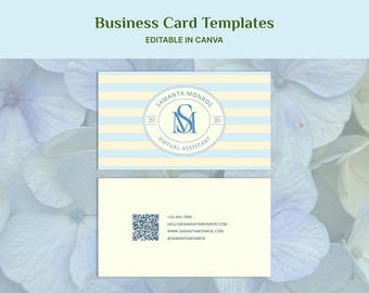 Editable Business Card Canva Template | Professional Branding Design | Modern Networking Card | Blue. Yellow, Pink
