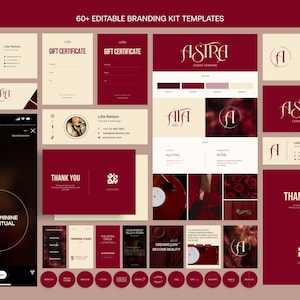 Feminine Canva branding kit template set: logo, social media templates, brand kit.