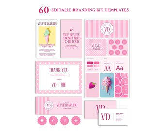 Pastel Feminine Branding Kit Canva Templates, Social Media Graphics (Digital Download)