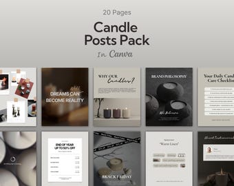 20 Instagram Posts for Candle Brands — Editable Canva Templates | Minimal Candle Social Media Pack