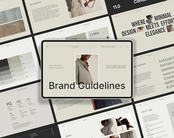 Minimal Brand Guidelines Template | 31 Editable Pages, Canva (Digital Download)