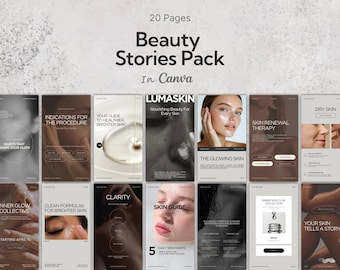 20 Editable Skincare Instagram Stories | Beauty Social Media Templates