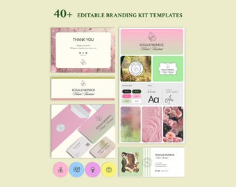 Canva Branding Kit Template | Brand Identity, Logo Suite & Brand Board | Pink Floral Business Bundle