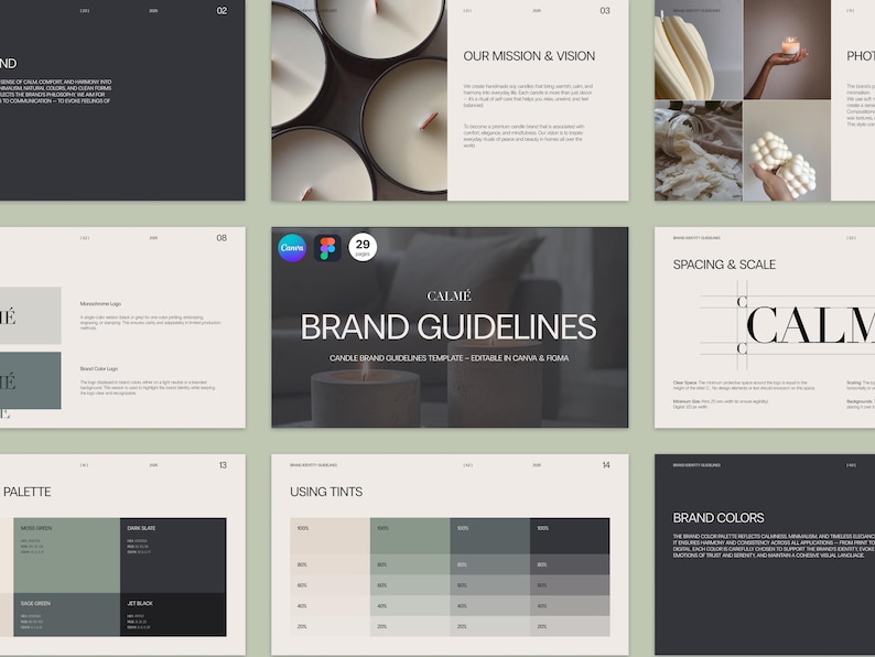 Brand Guidelines Template | Minimal Brand Book | Canva & Figma Editable Kit image 1