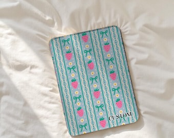 Strawberry Bow Stripe Kindle Case, All New Kindle 12th Gen 2024 Case,Paperwhite 12th 7‘’ 11th 6.8‘’ 10th 6‘’ Cover,E-reader Protective Case