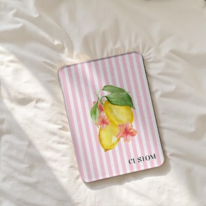 Lemon Pink Striped Kindle Case, All New Kindle 12th Gen 2024 Case, Paperwhite 12th 7‘’ 11th 6.8‘’ 10th 6‘’ Cover, E-reader Protective Case