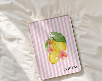 Lemon Pink Striped Kindle Case, All New Kindle 12th Gen 2024 Case, Paperwhite 12th 7‘’ 11th 6.8‘’ 10th 6‘’ Cover, E-reader Protective Case