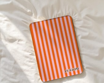 Orange Pink Striped Kindle Case, All New Kindle 12th Gen 2024 Case, Paperwhite 12th 7‘’ 11th 6.8‘’ 10th 6‘’ Cover, E-reader Protective Case