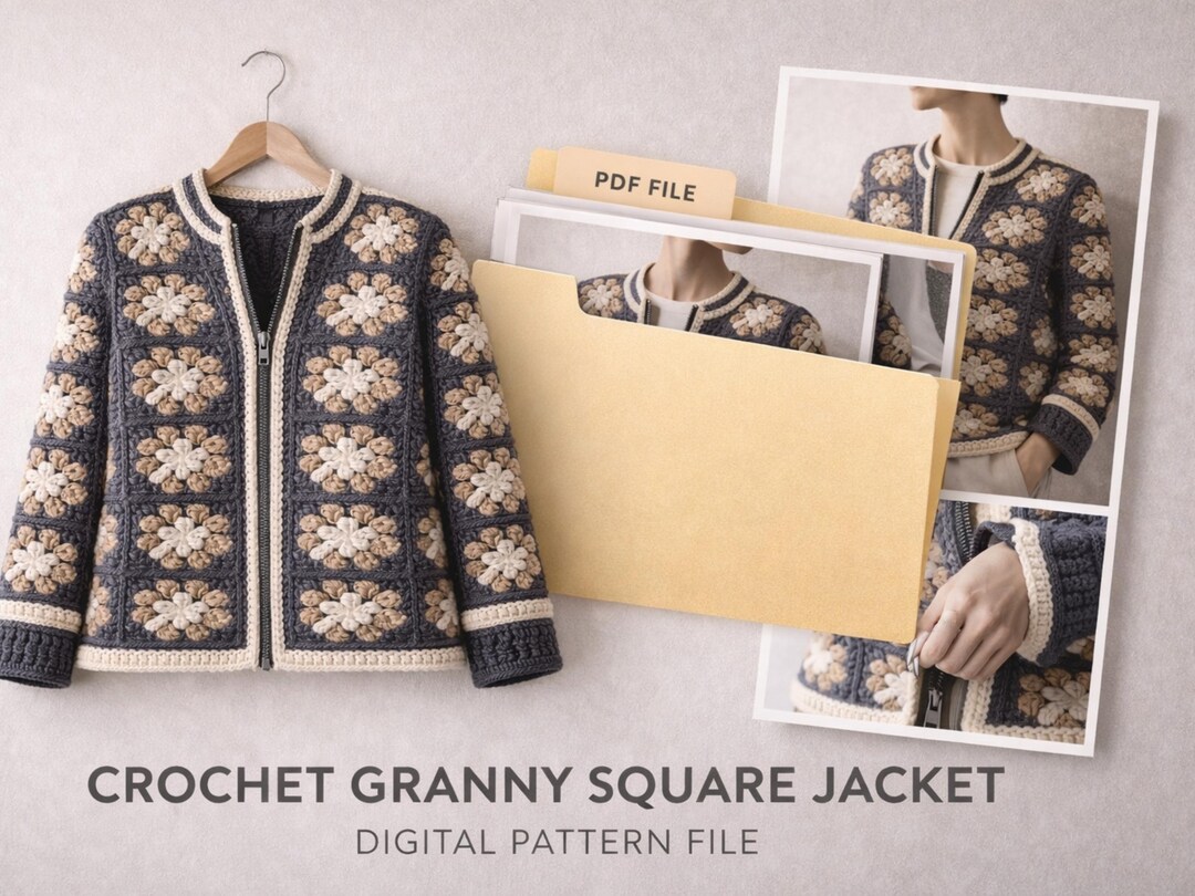 Modern Granny Square Crochet Jacket Pattern PDF | Contemporary Zip-up ...