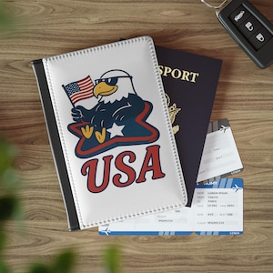 USAイーグルパスポートカバー、旅行アクセサリー、旅行者へのギフト、愛国的な旅行用ウォレット、アメリカ国旗デザイン、休暇の必需品