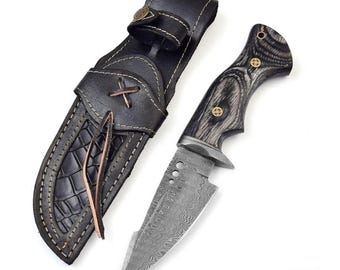 Cuchillo Bowie de Damasco personalizado hecho a mano, cuchillos tácticos de caza y camping, regalo de cumpleaños para él.