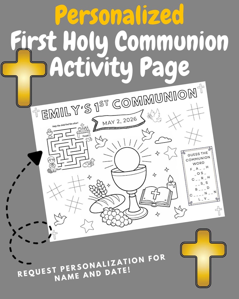 Personalized First Communion Activity Page (digital Download) - Etsy