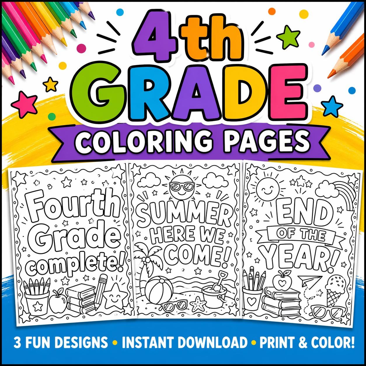 Fourth Grade Complete Coloring Pages, 4th Grade End of Year Activity ...
