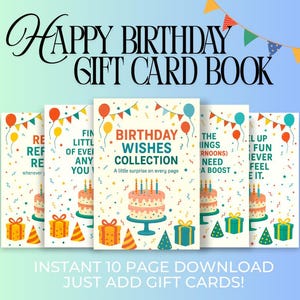 Printable Birthday Gift Card Book, DIY Gift Card Holder, Instant Download Birthday, Fun Birthday Gift Card Idea, Unique Birthday Gift