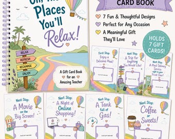 Libro de tarjetas de regalo para profesores, temática "Oh, los lugares donde te relajarás" (PDF imprimible)