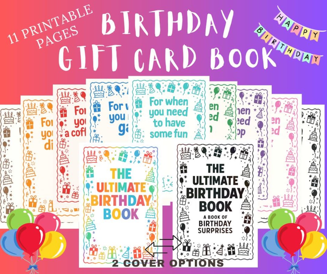 Birthday Gift Card Book Printable | 11 Page DIY Book for Friends ...
