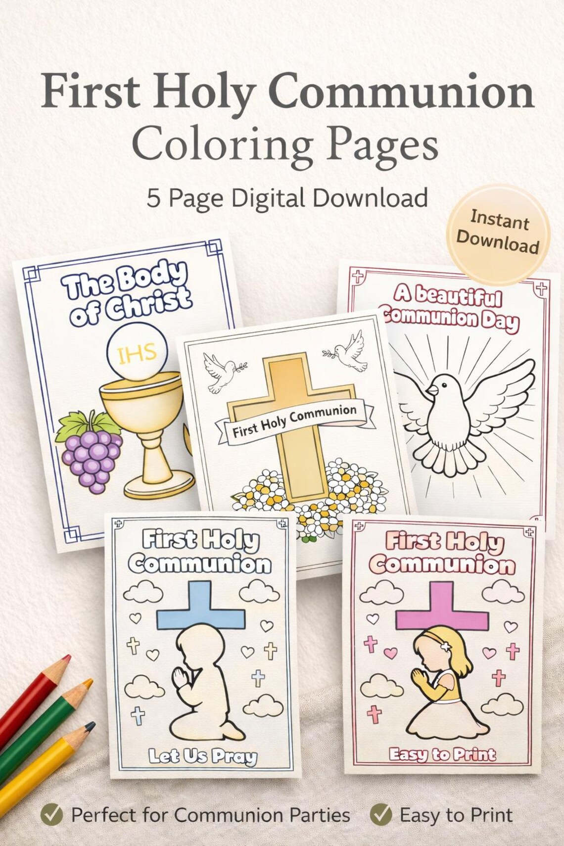 First Holy Communion Coloring Pages L Faith-centered Activity (digital ...
