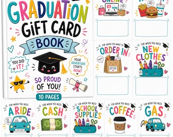 Graduation Gift Card Book Printable | 10 Playful Holder Pages (Digital Download)