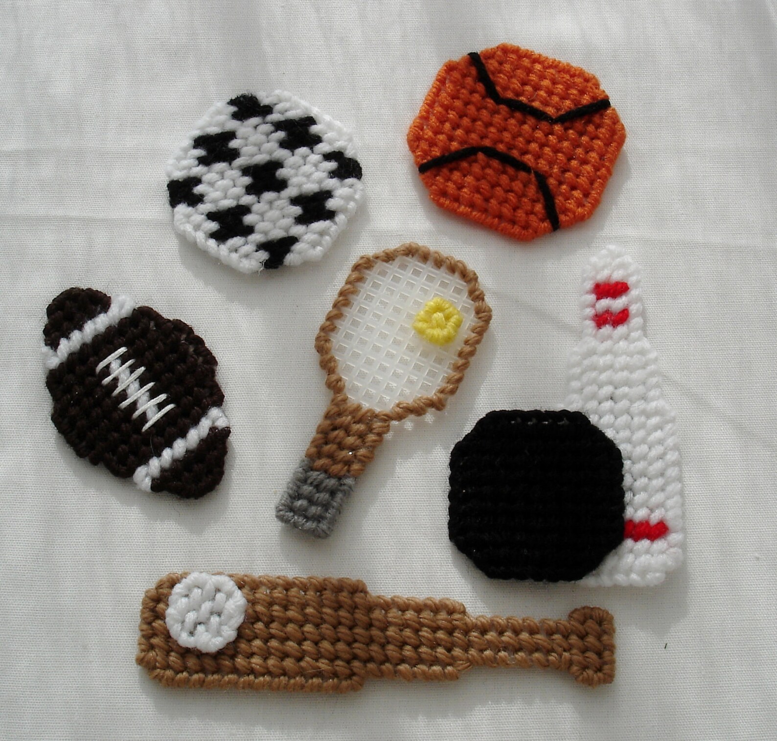 Set of Six Plastic Canvas Sports Etsy