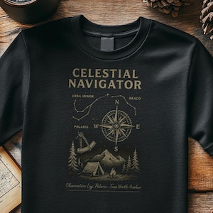 Celestial Compass Graphic Tee: Stargazing Astronomy Shirt