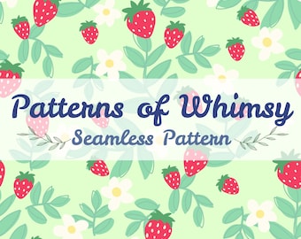 Floral Strawberry Seamless Pattern, Floral Digital Paper, Seamless File, Scrapbook Paper png