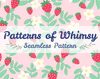 Floral Strawberry Seamless Pattern, Floral Digital Paper, Seamless File, Scrapbook Paper png