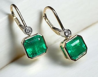 Handmade Sterling Silver Emerald Ascher Cut Stud Earrings - Bridal Jewelry