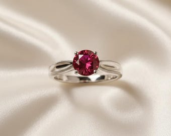 Dainty Lab Ruby Ring: Sterling Silver Promise Ring