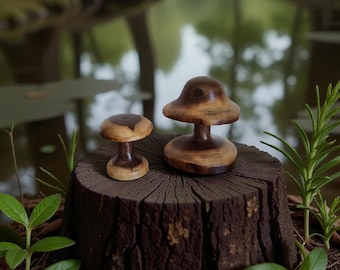 Champignons en bois - Tournage - Décoration rustique - Champignons