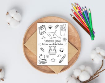 Leuke afdrukbare bedankkaart voor leraren | Perfect voor kinderen om te kleuren