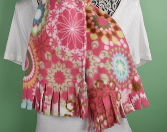 YOUR CHOICE -Scarf With Fringe- polar fleece winter scarf. Florals, Geometrics and Fireworks