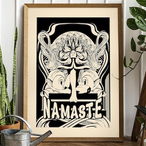 Namaste Canvas Wall Art - Abstract Yoga Pose Poster - Canvas