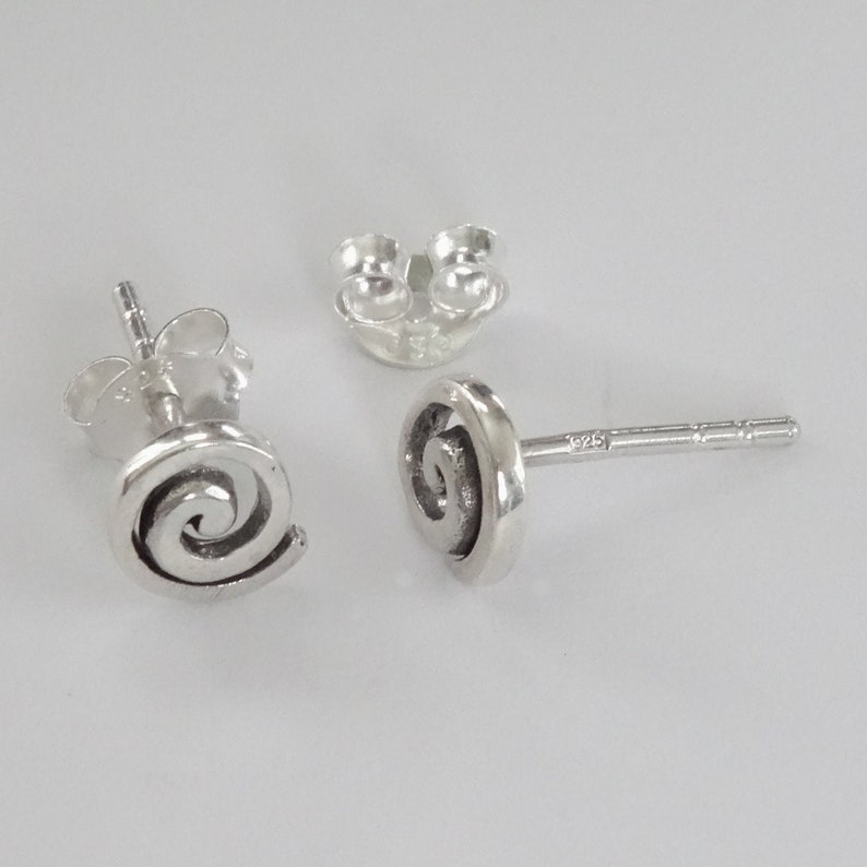 Tiny Stud Spiral Post Earrings Sterling Silver Tiny Stud