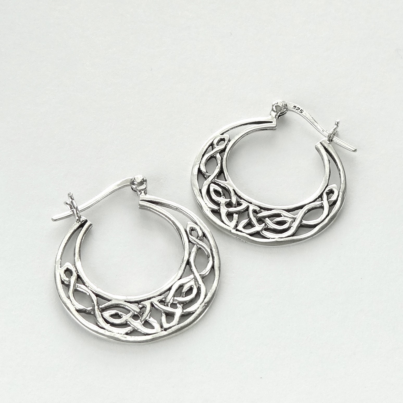 Celtic Knot Hoop Earrings Sterling Silver Etsy