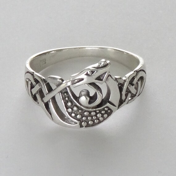 Classic Celtic Dragon Ring Sterling Silver | Etsy