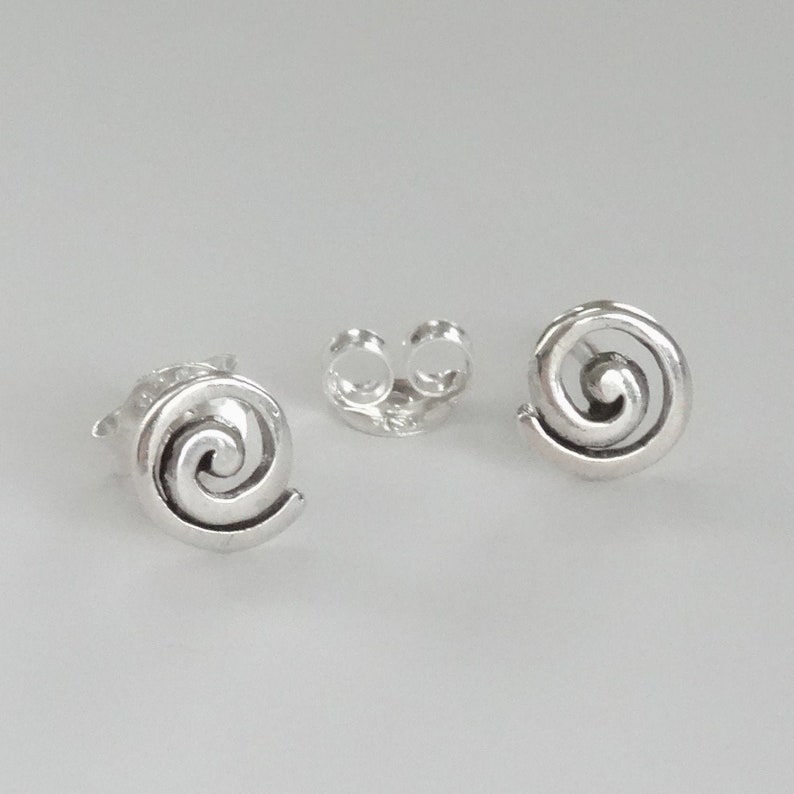 Tiny Stud Spiral Post Earrings Sterling Silver Tiny Stud