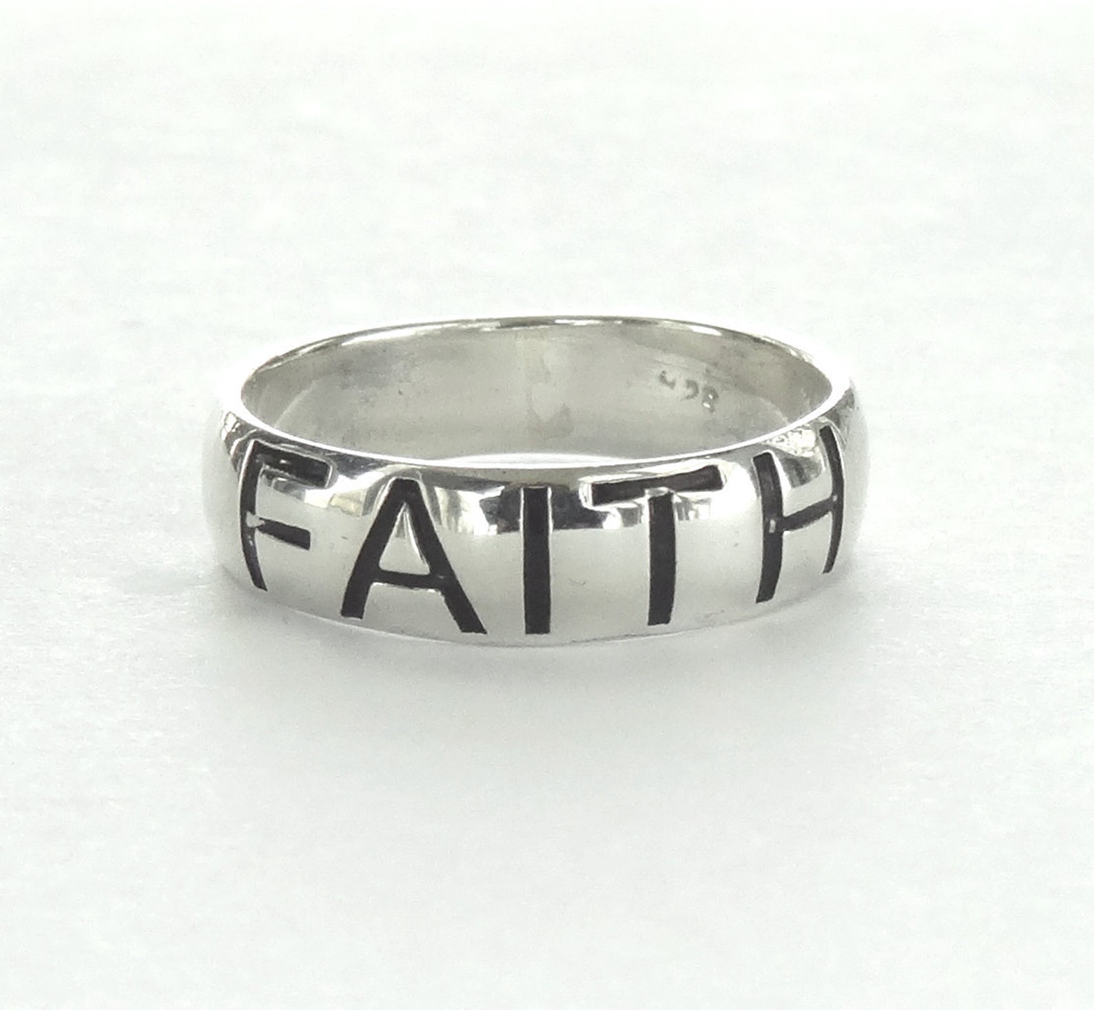 FAITH Inspirational Ring Sterling Silver Band Etsy
