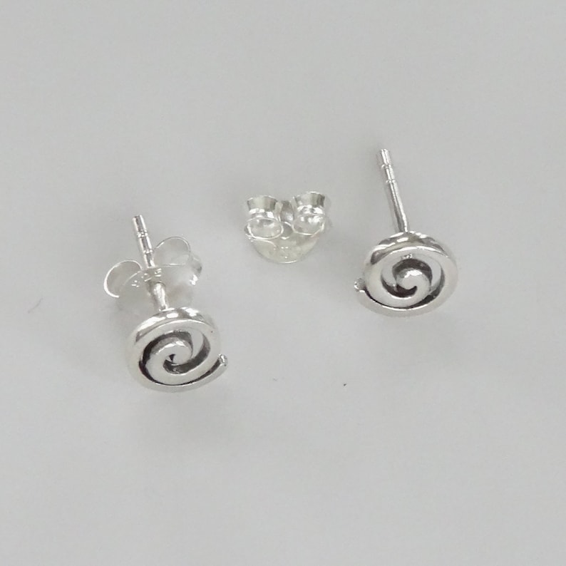 Tiny Stud Spiral Post Earrings Sterling Silver Tiny Stud
