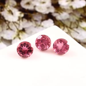 Natural Pink Tourmaline Round Cut Loose Gemstones – Faceted October Birthstone for Jewelry Making, DIY Rings, Earrings or Pendants, 6x6MM